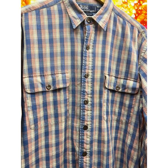Polo Ralph Lauren Mens Long Sleeve Button-Down Plaid Shirt Size L 100% Cotton - Picture 4 of 9